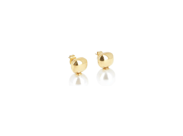 Boucle d'oreille Zag en acier doré et perle
