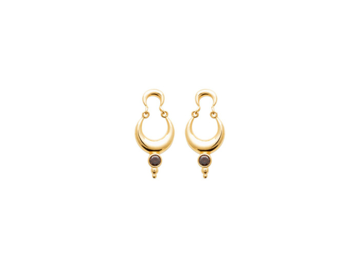 Boucles d'oreilles en plaqué or et pierre de couleur
