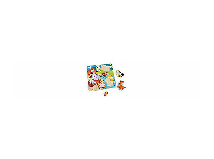 Sélection d’Experts - Kidway - Puzzle animaux de la ferme en bois - Eveil 1er âge - 2 ans et +