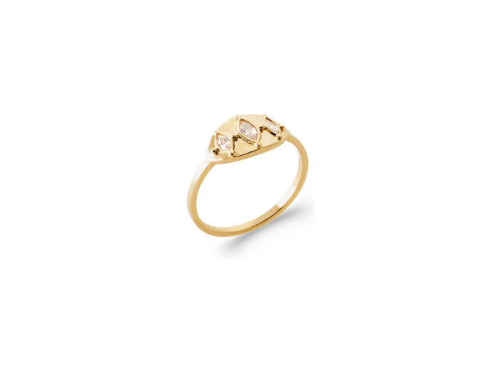 Bague en plaqué or et oxydes de zirconium