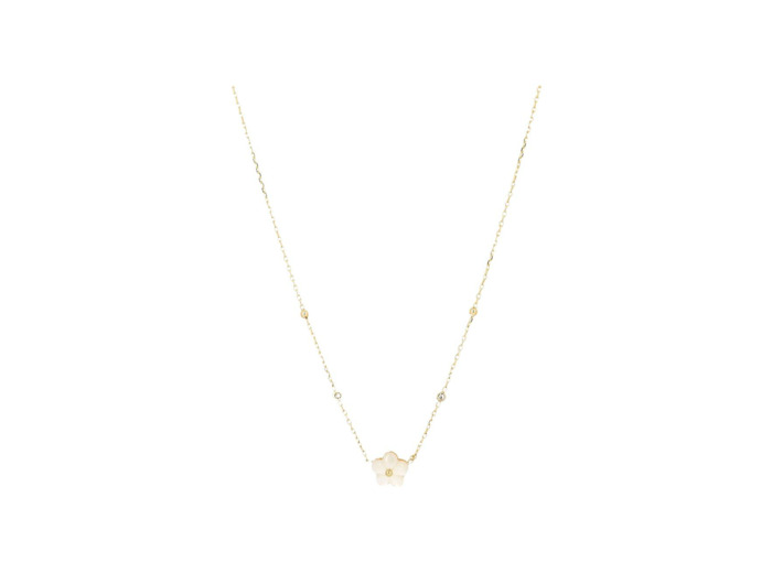 Collier Zag en acier doré et nacre