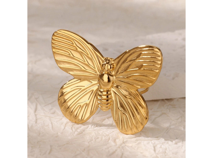 Papillon bague acier inoxydable