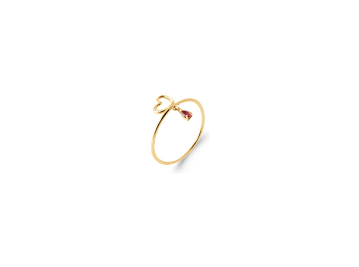 Bague en plaqué or et pierre de couleur