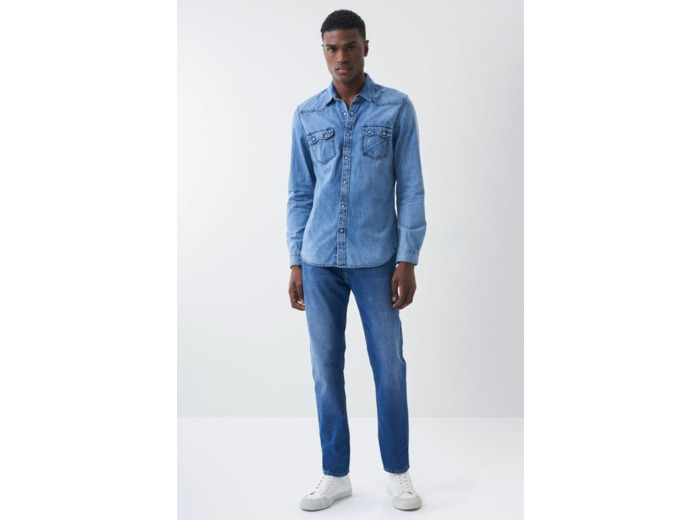 Chemise slim S-Repel en denim