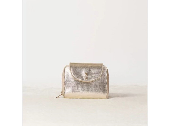 Portefeuille Gaby doré en cuir