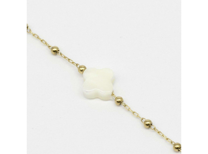 Bracelet ZAG en acier doré et nacre blanche