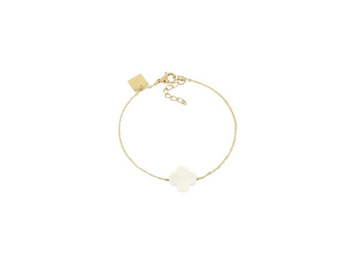 Bracelet ZAG Vega en acier doré et verre blanc