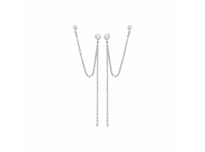 Boucles d'oreilles en argent rhodié et oxydes de zirconium