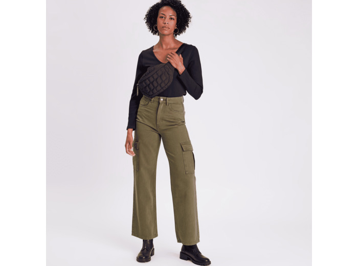 Pantalon cargo taille haute