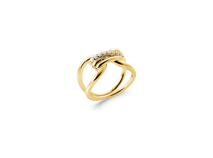 Bague en plaqué or et oxydes de zirconium