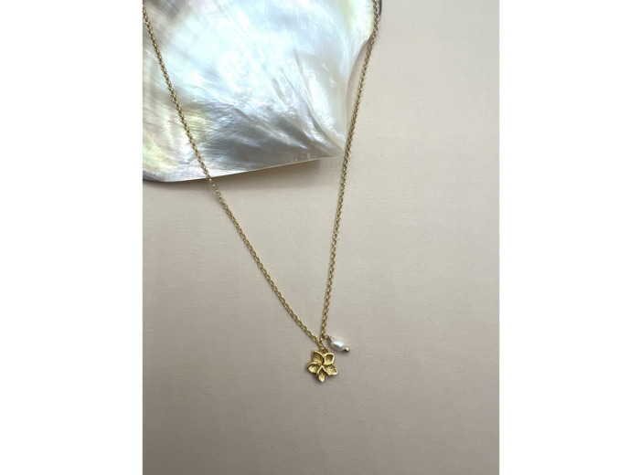 Collier ras de cou Indriya Monoï en plaqué or et perles d'eau douce