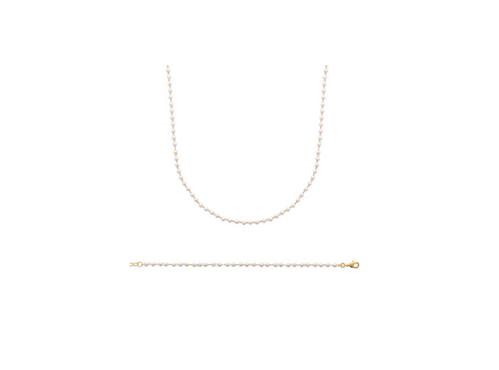 Collier en plaqué or et perles d'imitation, 45cm