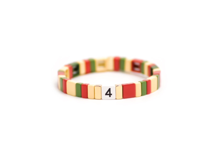 Bracelet Simone à Bordeaux 4# en métal émaillé multicolore