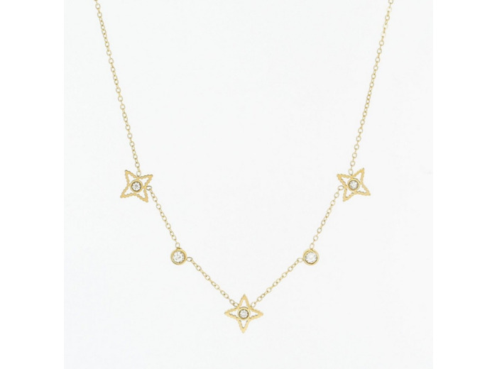Collier ZAG en acier doré et oxydes de zirconium