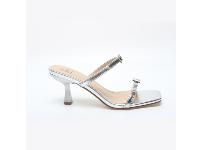 Mule talon decrochee femme argent