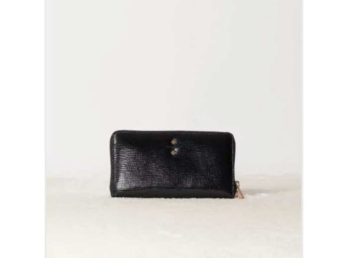 Portefeuille Léo Noir embossé en cuir