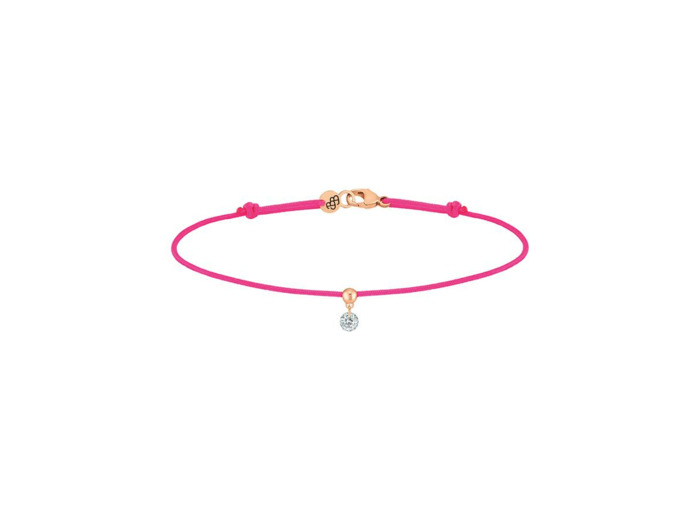 Bracelet sur cordon La Brune & La Blonde BB en or rose et diamant de 0.10ct
