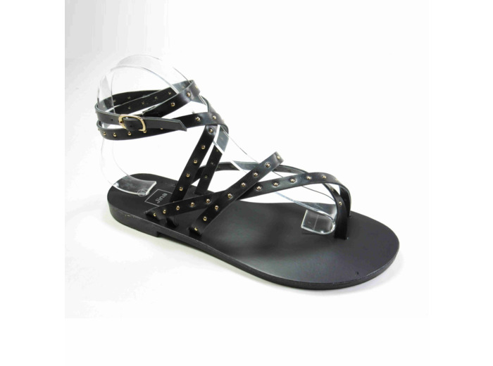Sandale plate femme noir