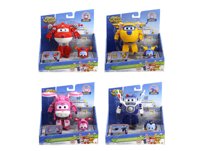 Figurines Super Wings Transforming 12 cm Saison 5 + SUPER PETS