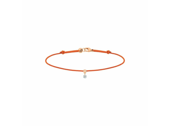 Bracelet sur cordon La Brune & La Blonde BB orange en or rose et diamant de 0.07ct