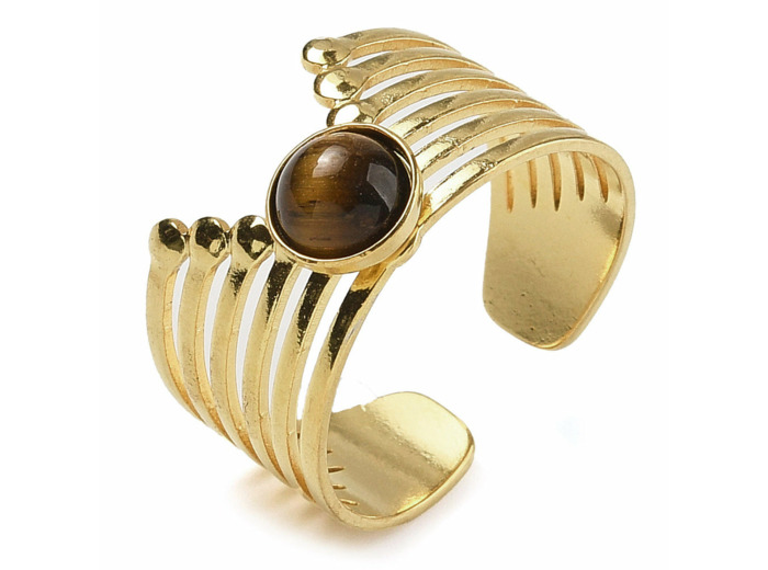 Bague manchette chevron oeil de tigre