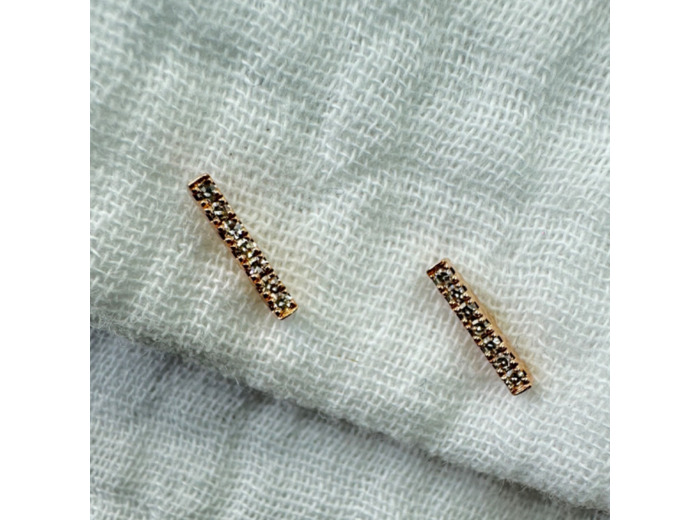 Boucles d'oreilles barres en Or Rose et diamants