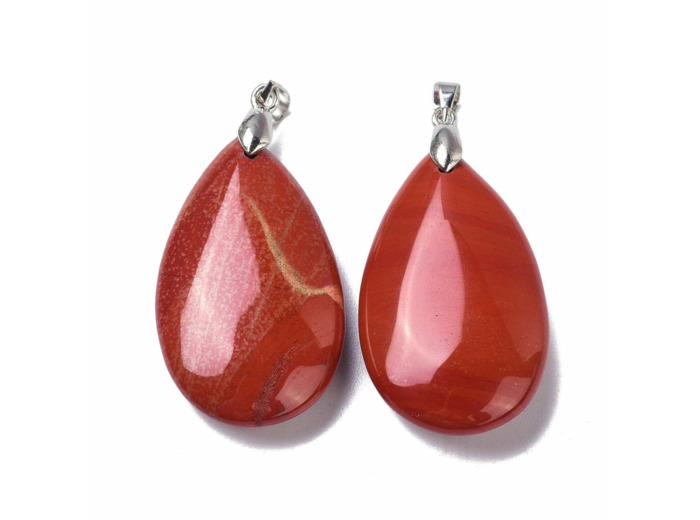 Pendentif jaspe rouge forme larme