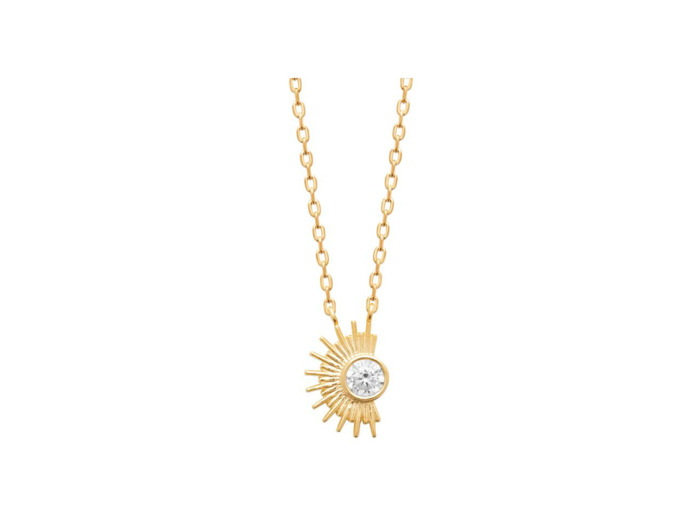 Collier en plaqué or et oxyde de zirconium, 45 cm