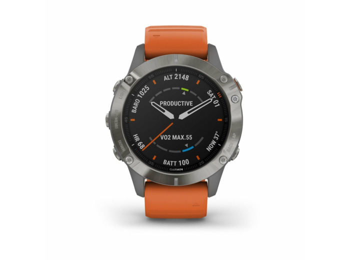 Montre connectée Garmin fenix 6 Sapphire avec bracelet orange 010-02158-14