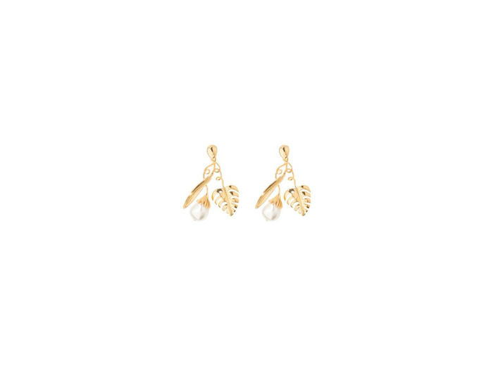 Boucles d'oreilles Aurélie Bidermann Grigri en métal doré et perle