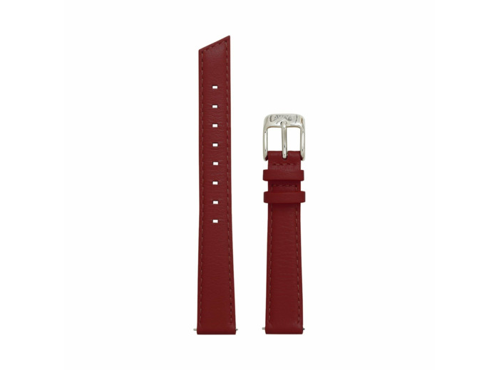 Bracelet de montre DWYT en cuir rouge rubis argent