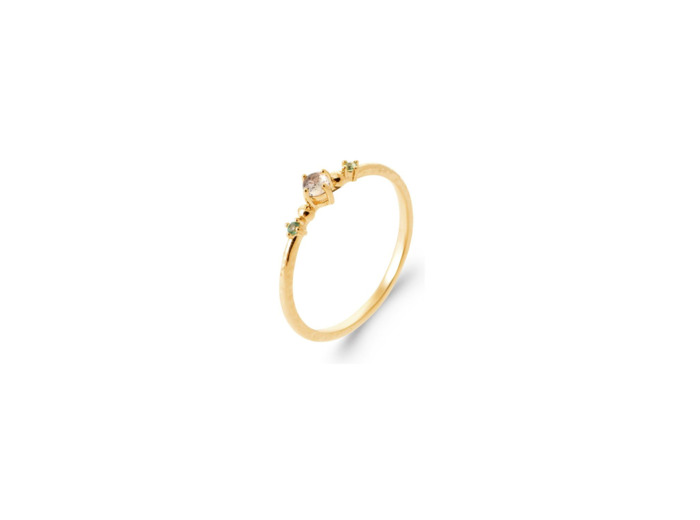 Bague en plaqué or et oxydes de zirconium
