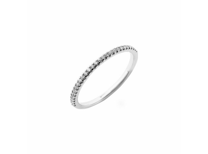 Alliance demi tour serti griffe en or blanc et diamants de 0.15ct