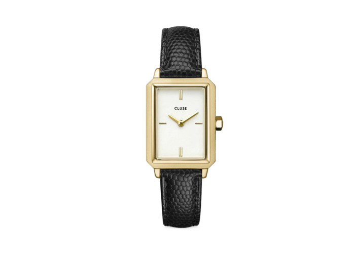 Montre Cluse Fluette Leather Black Lizard, Gold