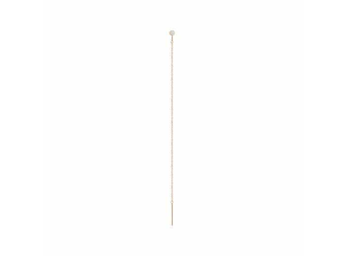Mono boucle d'oreille Vanrycke One en or rose et 1 diamant, longueur 8cm