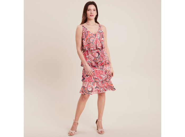 Robe évasée volantée