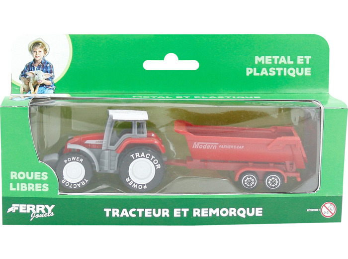 TRACTEUR METAL + REMORQUE 4 ASSORTIS