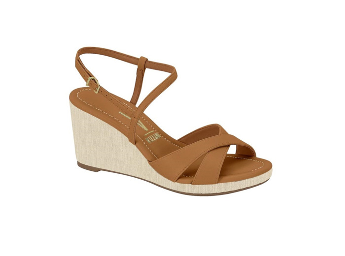 Sandale talon compensee femme camel