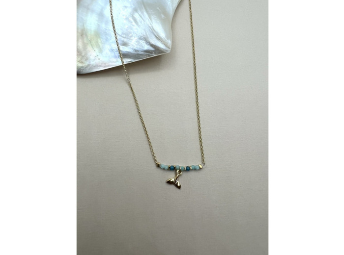 Collier ras de cou Indriya Bermude en vermeil, amazonite et apatite