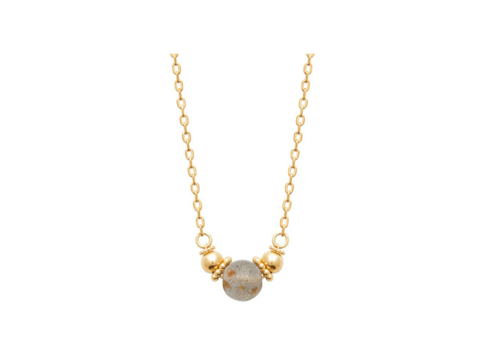 Collier en plaqué or et pierres naturelles