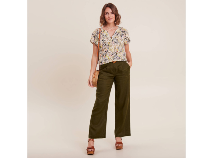 Pantalon large ceinturé