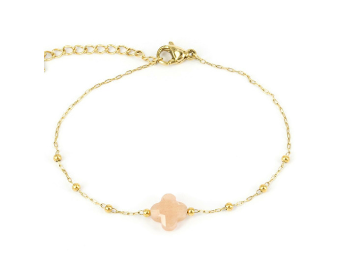 Bracelet ZAG en acier doré et pierre de soleil