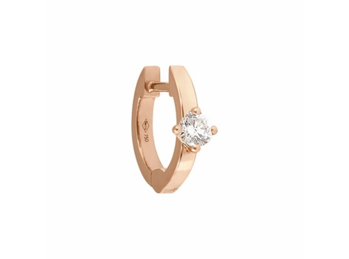Mono boucle d'oreille créole Vanrycke Officiel en or rose et 1 diamant, taille XS