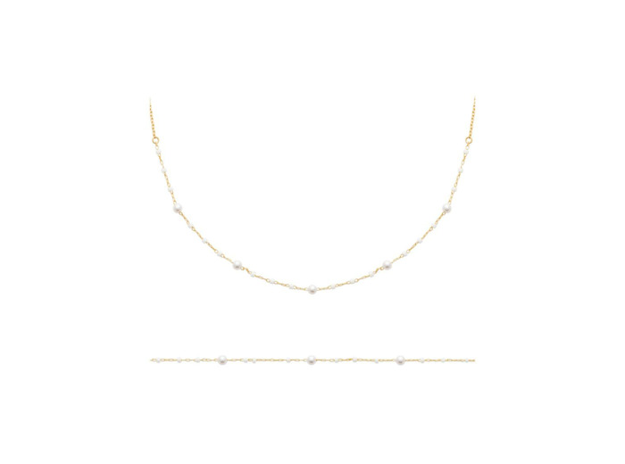Collier en plaqué or et perle, 45 cm