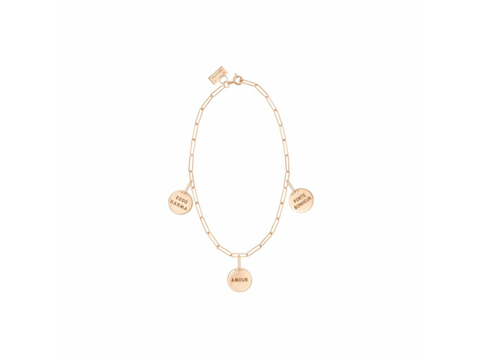 Bracelet Vanrycke Shaman Or rose 3 Talismans, taille 17