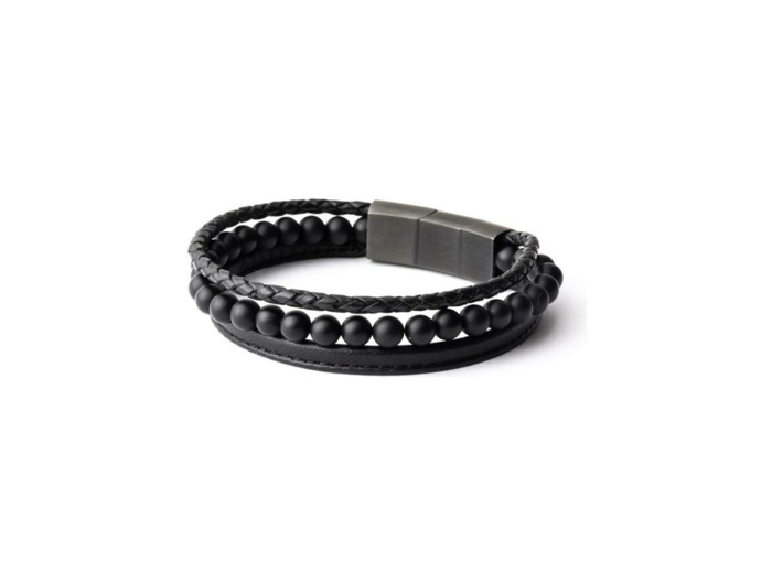 Bracelet Gemini Classics en acier et onyx