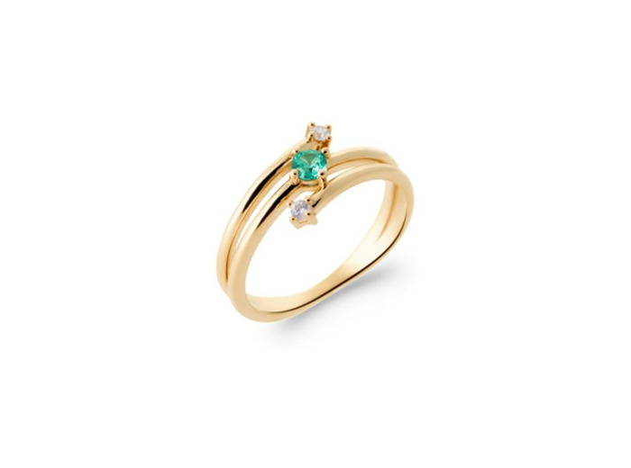 Bague en plaqué or et oxyde de zirconium