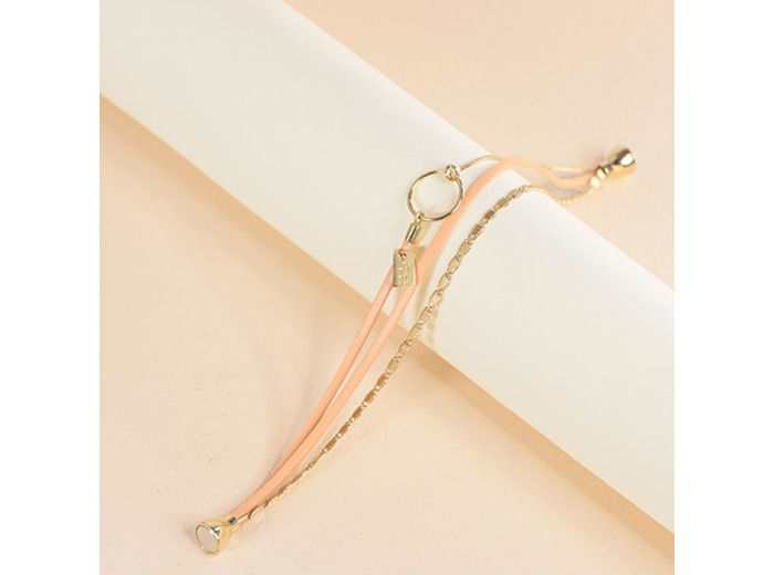 Bracelet Flowersforzoé en cuir et métal doré