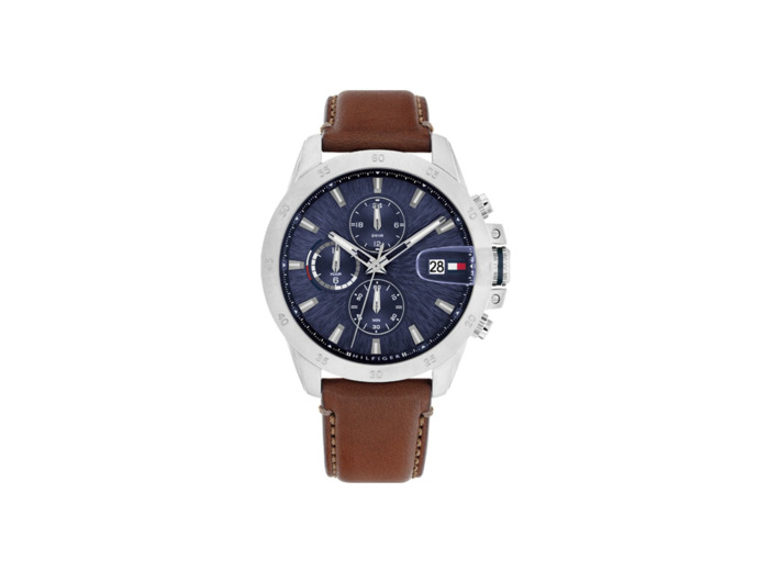 Montre Tommy Hilfiger en acier et cuir marron 1792195