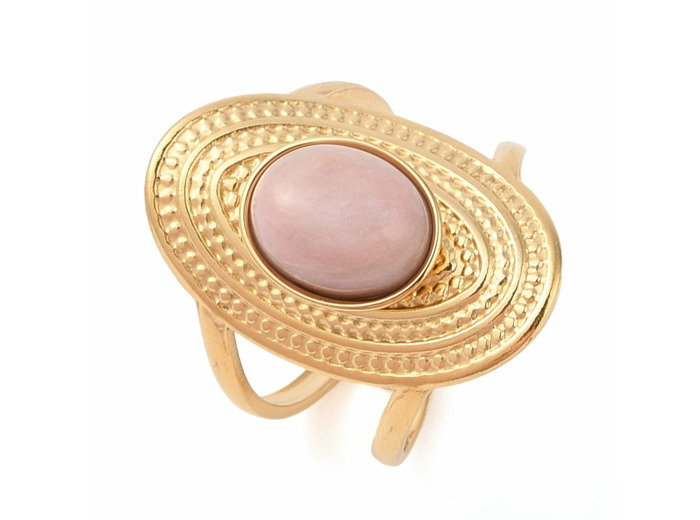 Bague plateau ovale rhodonite